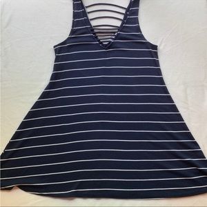 Navy & White Stripped V-neck Dress